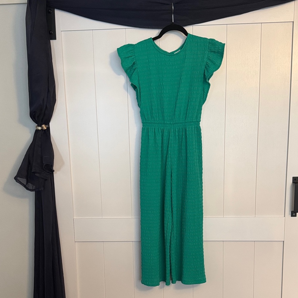 Charming Teal Ruffle Sleeve Jumpsuit